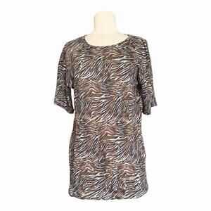 IRO Jeans Camo Distressed Graphic Tee XS NWT Animal Print Short Sleeve Top